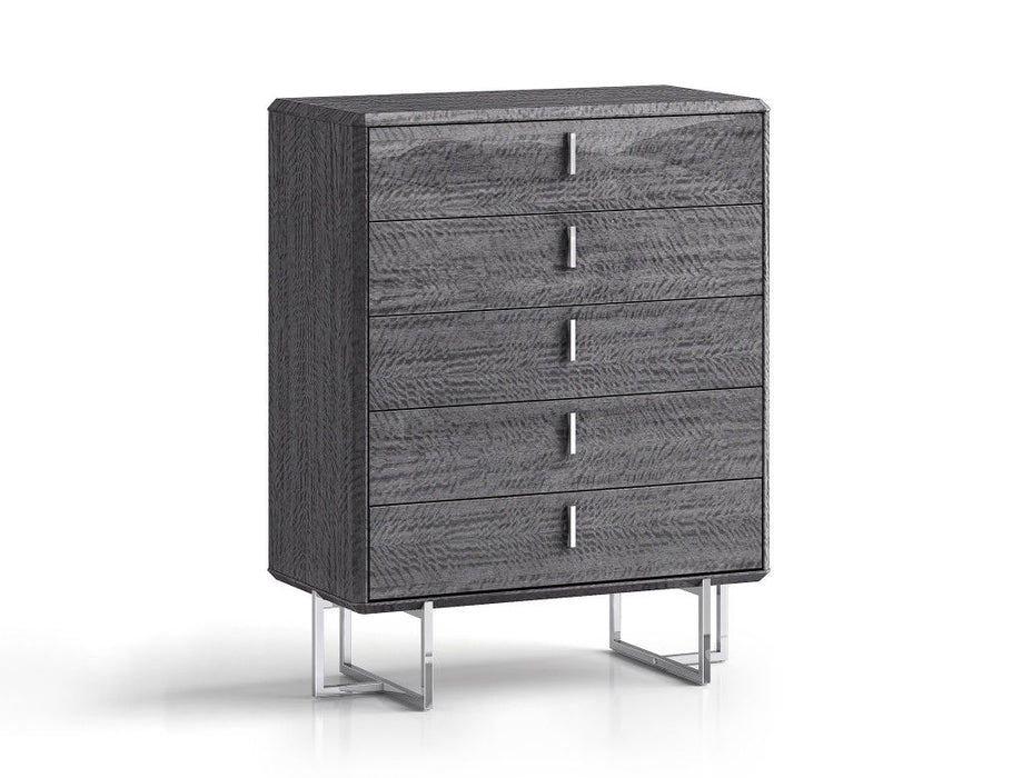 38" Wood Five Drawer Gentlemens Chest - Gray