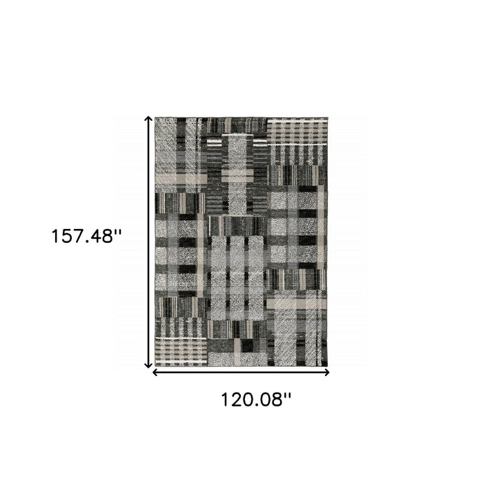 10' x 13' Geometric Power Loom Area Rug - Gray And Black