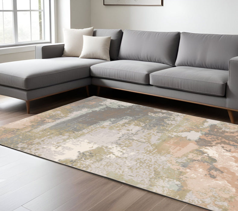 10' x 13' Abstract Power Loom Stain Resistant Area Rug - Sage Pink And Cream