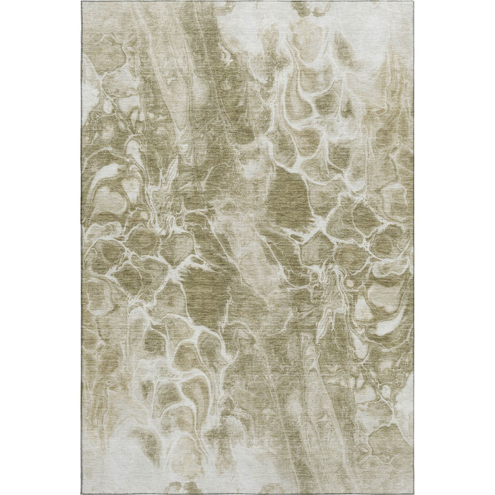 10' X 14' Abstract Washable Area Rug With UV Protection (708595) - Khaki / Ivory