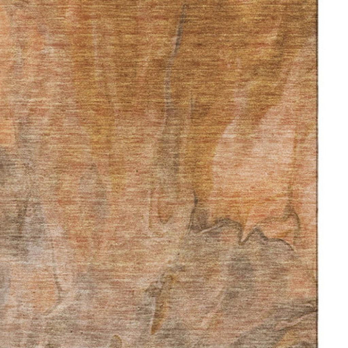 10' X 14' Abstract Washable Area Rug With UV Protection (653500) - Chili Red / Ivory / Copper