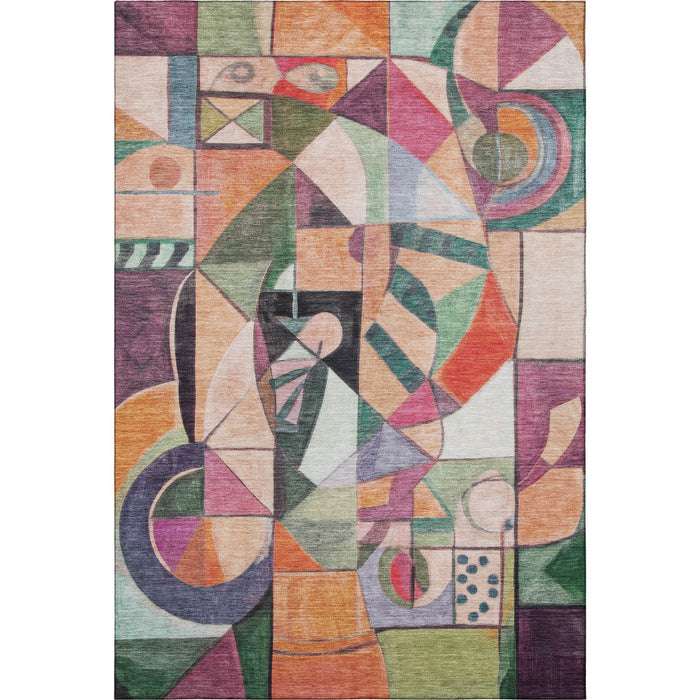 10' X 14' Abstract Washable Area Rug With UV Protection (700421) - Orange / Pink / Ivory