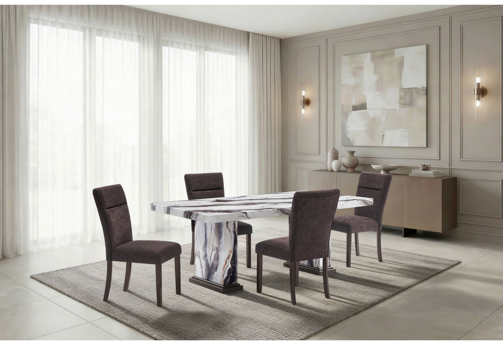 D8030 - 5 Piece Dining Room Set (Dining Table With 2 Storage Drawers And 1 Storage Door And 4 Dining Chairs) - Black / Brown