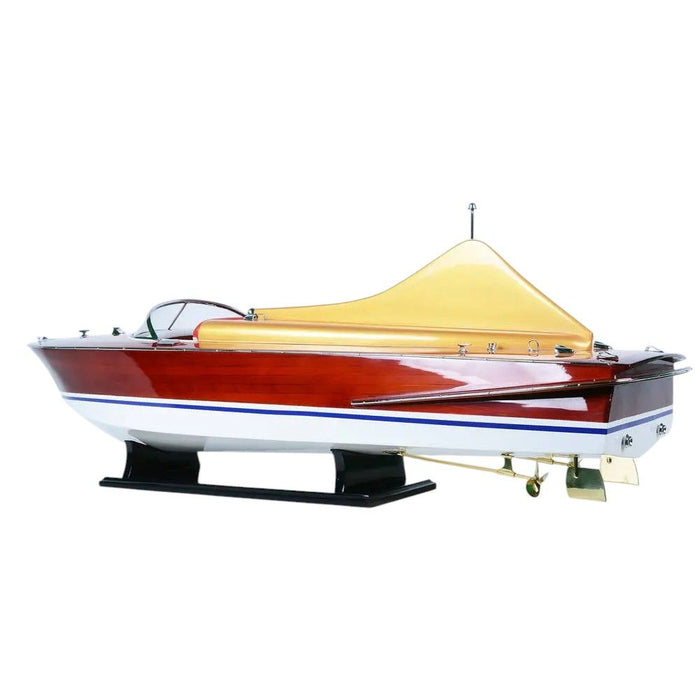 Hand Painted Model Boat Tabletop Sculpture (401941) - Brown