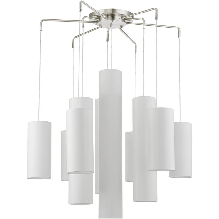 43'' Multi Light Dimmable Chandelier With Shades - Nickel