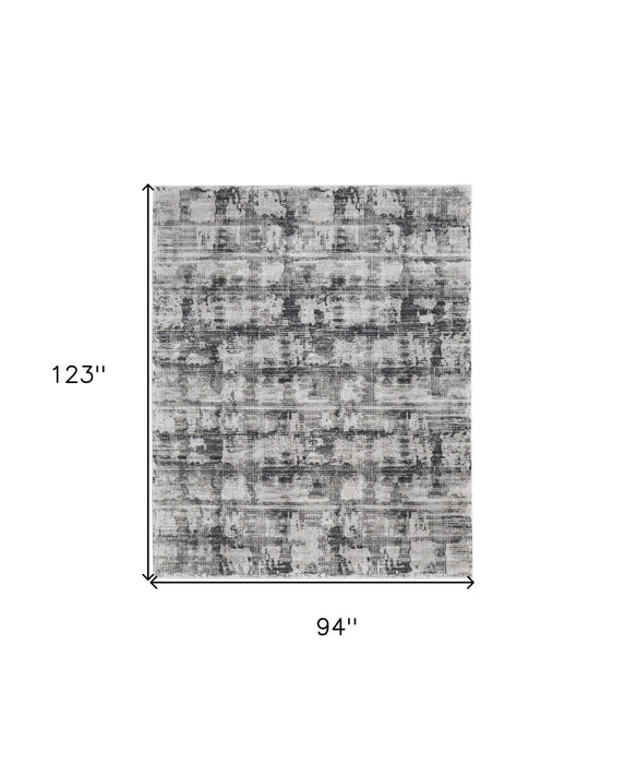 7.8' x 10.3' Abstract Power Loom Area Rug - Gray And Ivory