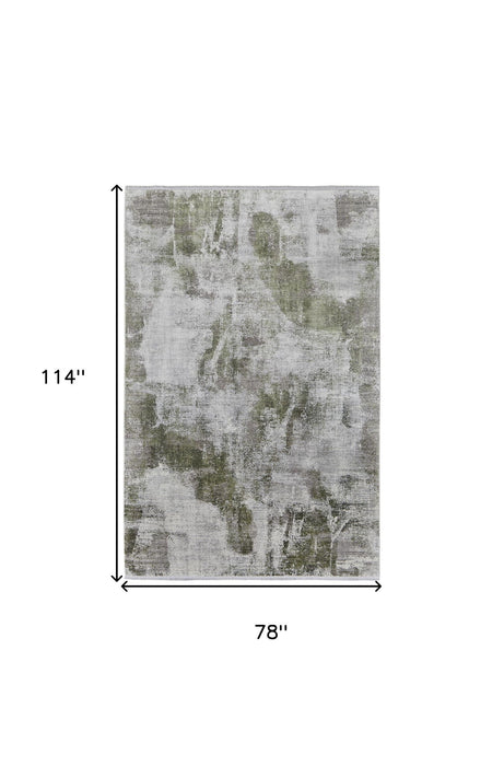 7' X 10' Ikat Power Loom Area Rug With Fringe - Gray