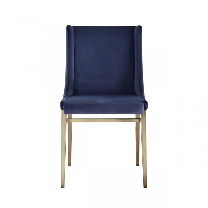 Upholstered Fabric Wing Back Dining Side Chairs (Set of 2) - Blue