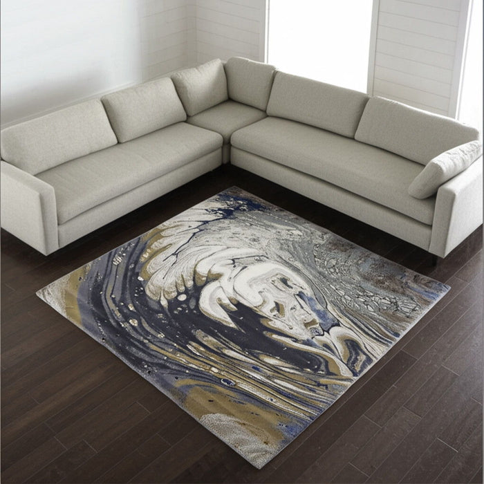 8' X 12' Abstract Area Rug - Gray And Ivory