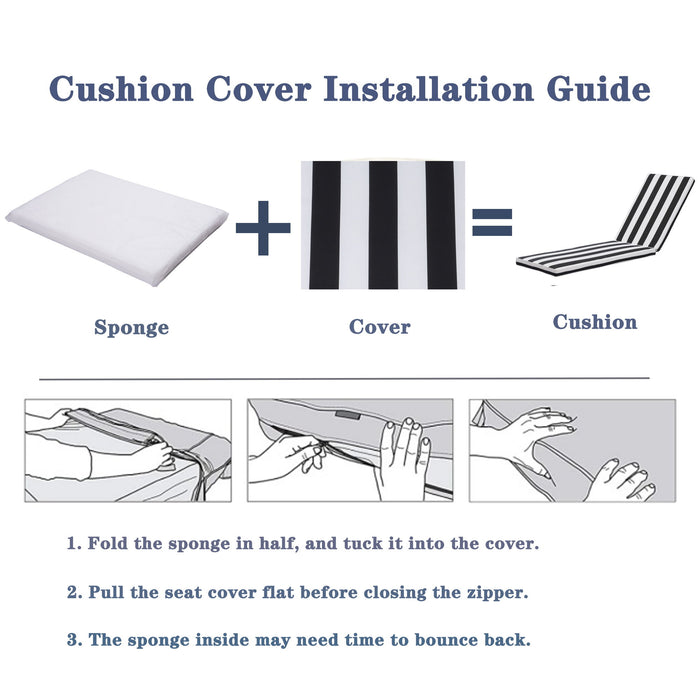 Giga outdoor lounge chair cushion set with back and seat cushions for patio furniture chaise lounge seating.