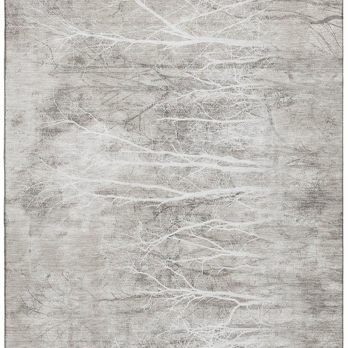 10' X 14' Floral Washable Area Rug With UV Protection (717290) - Silver / Ivory