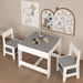 Giga kids table and chair set with 2-in-1 detachable top, white activity table with storage drawer for toddlers' crafts and reading