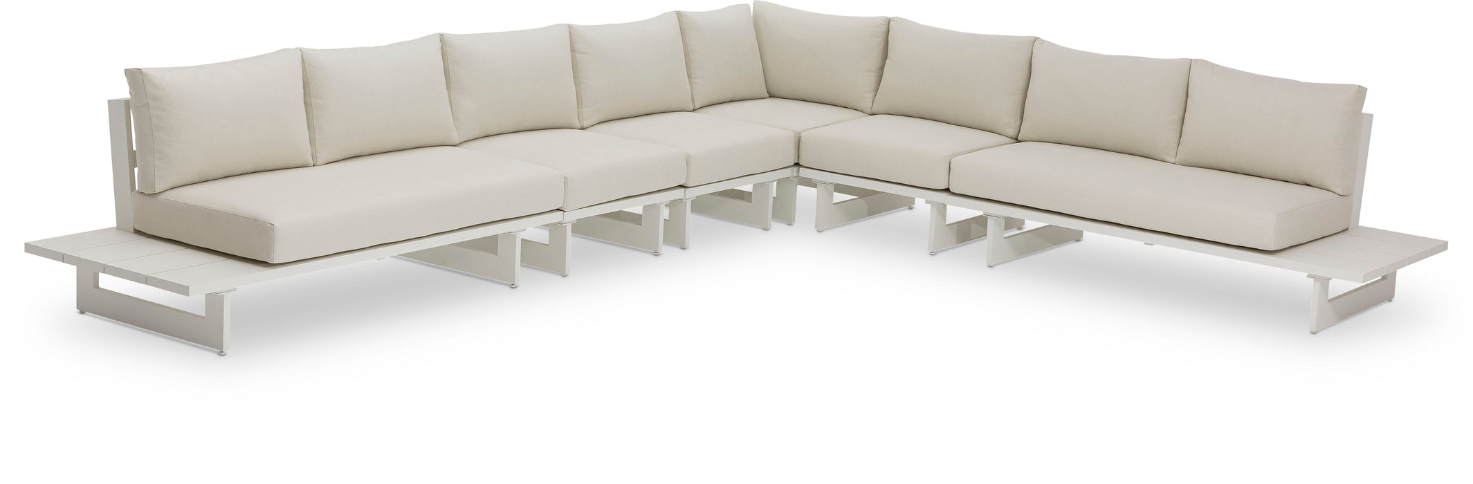 Maldives - 6 Piece Water Resistant Outdoor Patio Modular Sectional With White Base