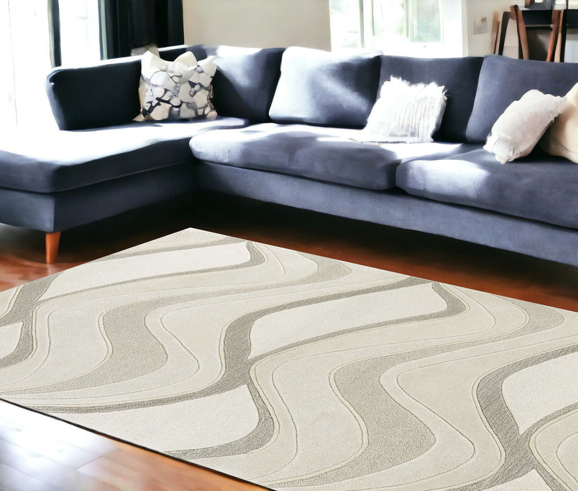 8' x 10' 6 Wool Area Rug - Ivory