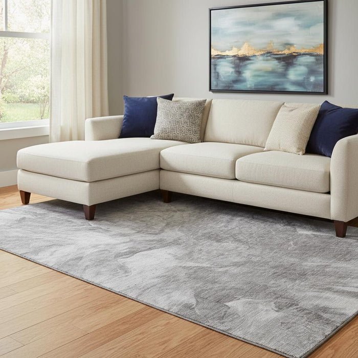 8' X 10' Abstract Washable Area Rug With UV Protection (653492) - Gray / Ivory