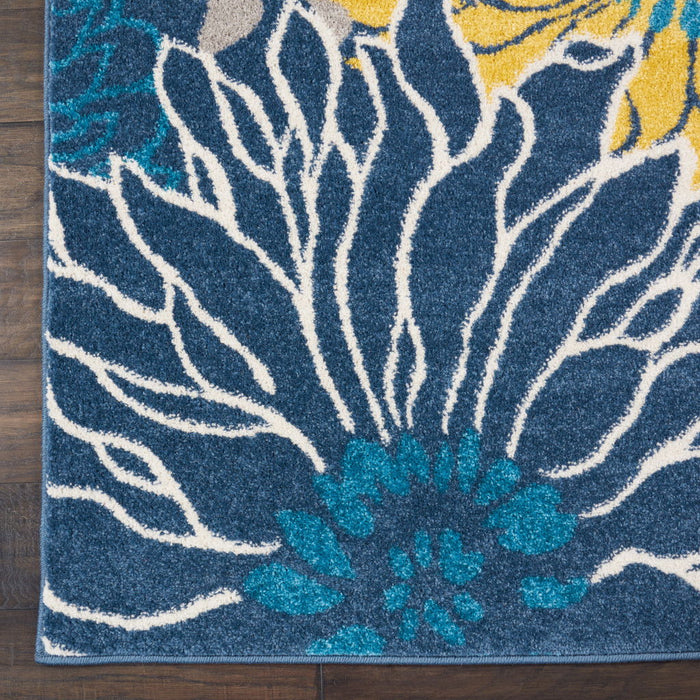 9' x 12' Floral Power Loom Area Rug - Navy Blue