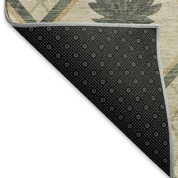 9' X 12' Boical Leaves Washable Area Rug With UV Protection - Beige