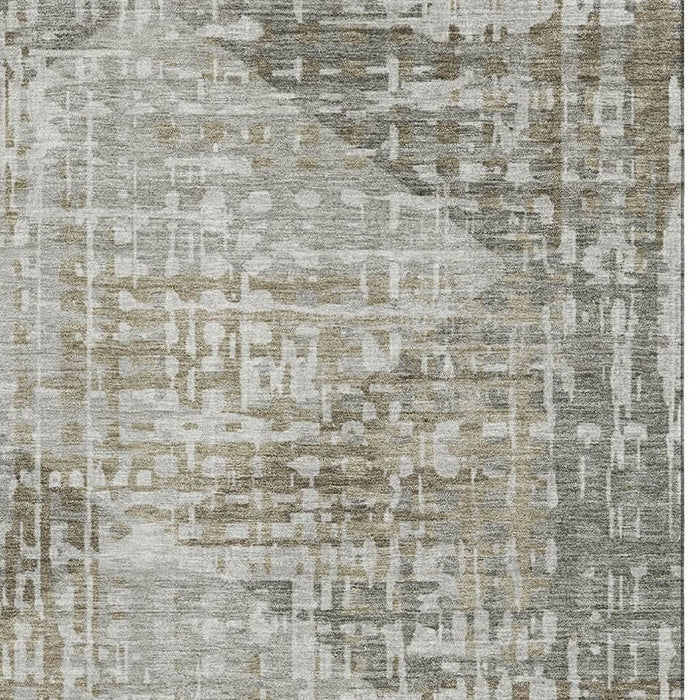 10' X 14' Geometric Washable Area Rug With UV Protection (715015) - Pewter / Gray