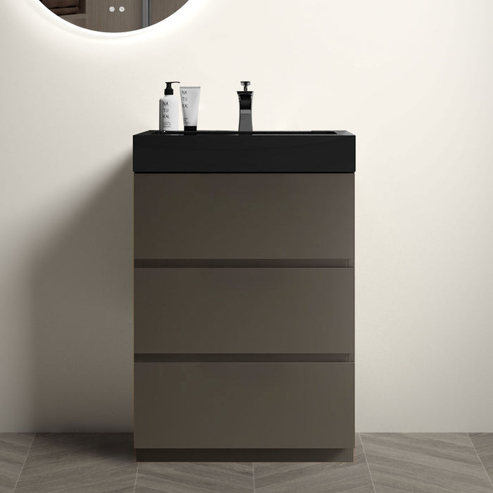 Giga Alice bathroom vanity with integrated sink, large storage cabinet, freestanding design, modern style, one-piece basin without drain or faucet