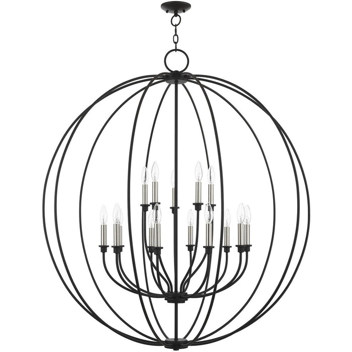 48" Multi Light Dimmable Chandelier With Shades - Black