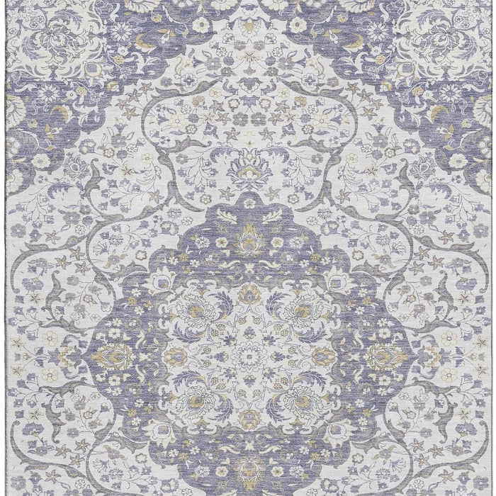 10' X 14' Medallion Washable Area Rug With UV Protection (696836) - Lavender / Ivory / Gold