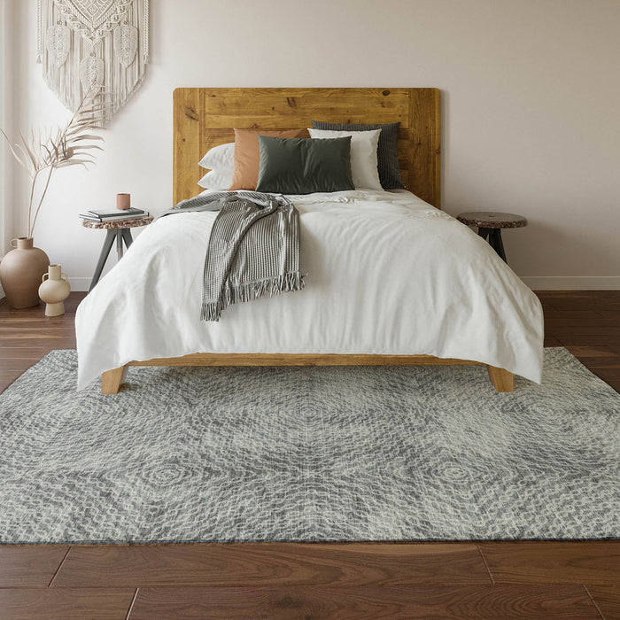 10' X 14' Geometric Washable Area Rug With UV Protection - Ash Gray And Charcoal