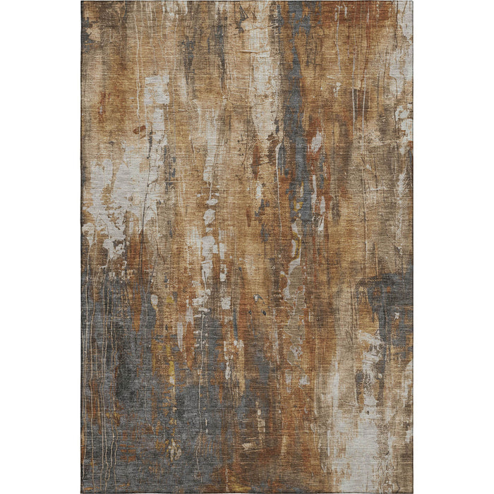 10' X 14' Abstract Washable Area Rug With UV Protection (697110) - Rust / Charcoal / Ivory
