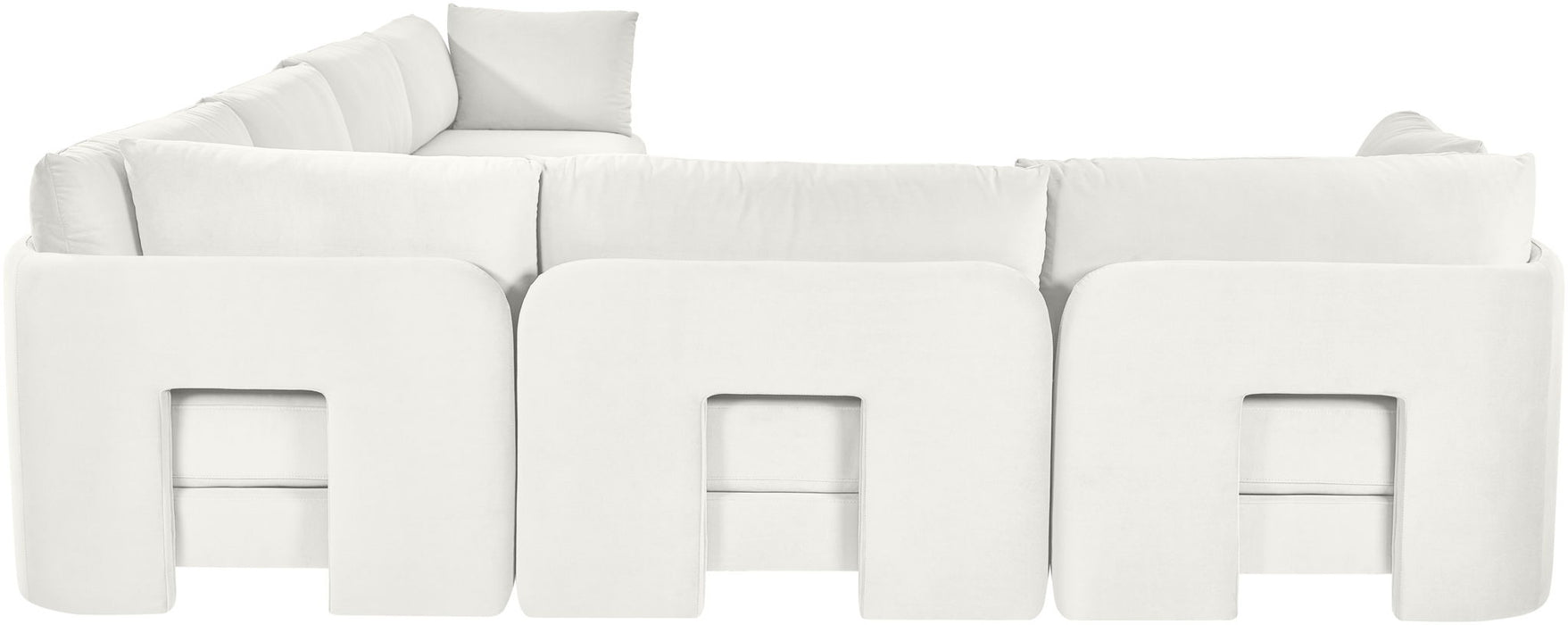 Meridian Furniture Hammond velvet performance fabric 6-piece corner sectional sofa in a stationary sectional design.