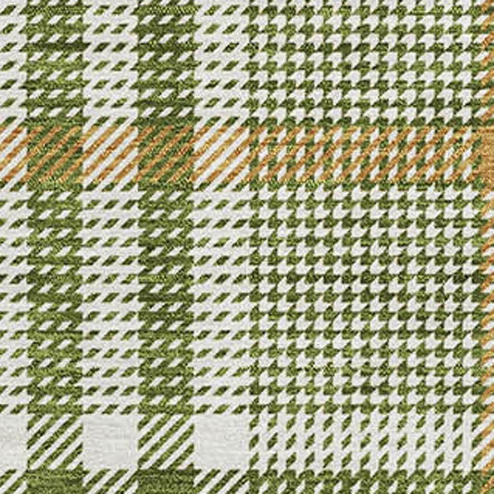 10' X 14' Plaid Washable Area Rug With UV Protection (682649) - Olive Green / Ivory / Gold