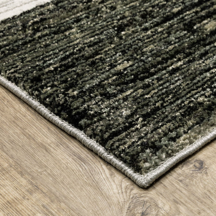 8' x 11' Geometric Power Loom Area Rug - Dark Gray And Ivory