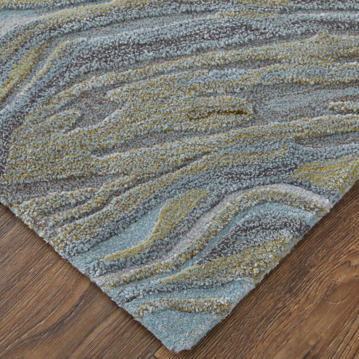10' X 14' Abstract Hand Tufted Area Rug - Blue / Gray