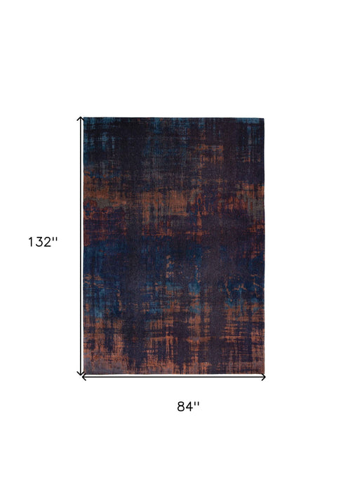 8' x 11' Abstract Non Skid Area Rug - Blue And Brown