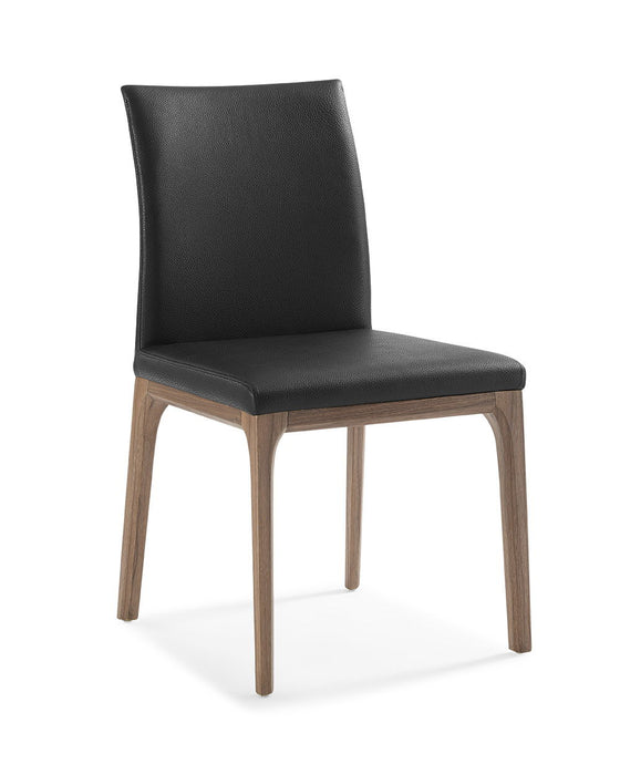 Upholstered Faux Leather Dining Room Side Chairs (Set of 2) - Brown / Black