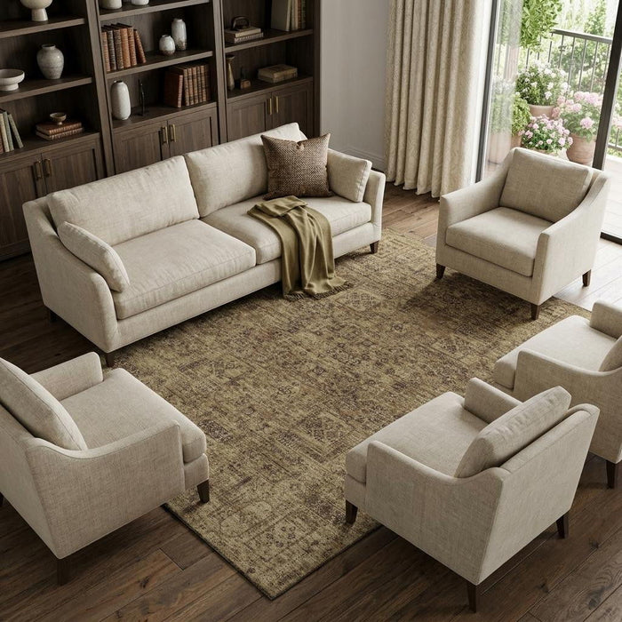 10' X 14' Floral Washable Area Rug With UV Protection (651196) - Coffee / Charcoal