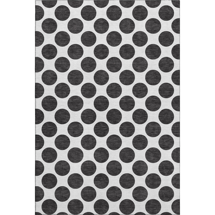 10' X 14' Polka Dot Washable Area Rug With UV Protection (677369) - Black / Ivory