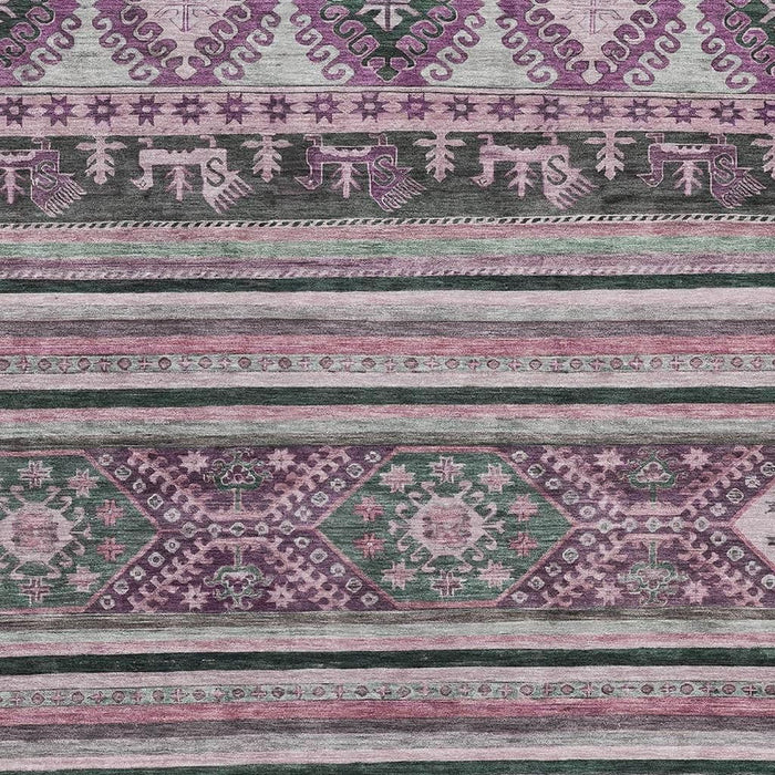 10' X 14' Medallion Washable Area Rug With UV Protection (695264) - Purple / Gray / Ivory