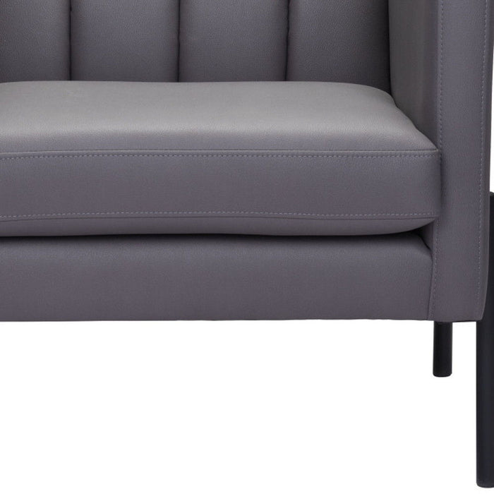Faux Leather Club Chair - Light Gray And Black