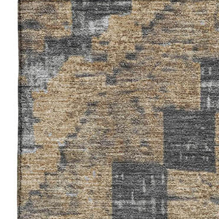 10' X 14' Diamond Washable Area Rug With UV Protection (707071) - Khaki / Charcoal / Gray