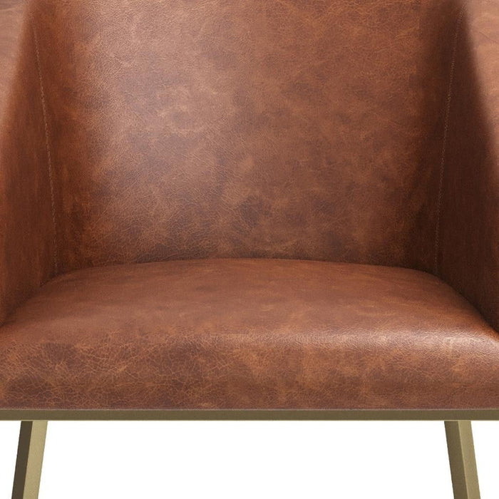 Fabric Low Back Counter Height Bar Chair - Brown / Gold