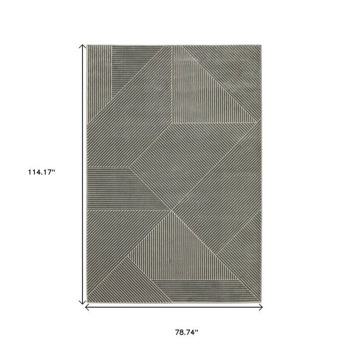 7' X 10' Geometric Area Rug - Gray And Ivory
