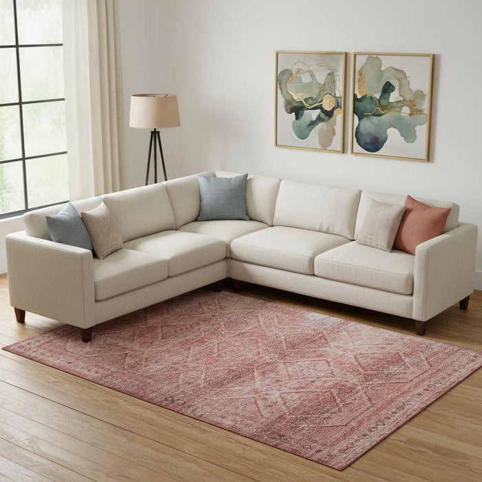 10' X 14' Geometric Washable Area Rug With UV Protection (716761) - Pink / Mauve
