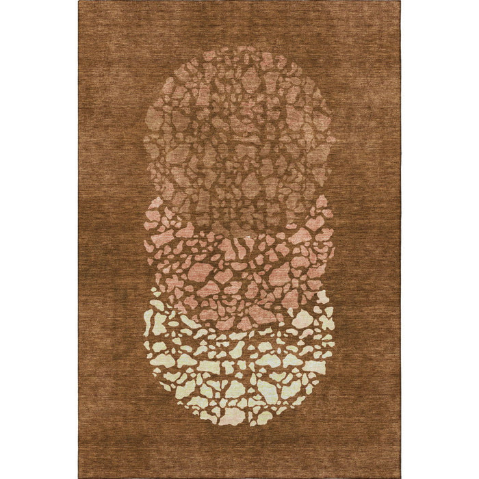 10' X 14' Abstract Washable Area Rug With UV Protection (653596) - Chili Red / Ivory
