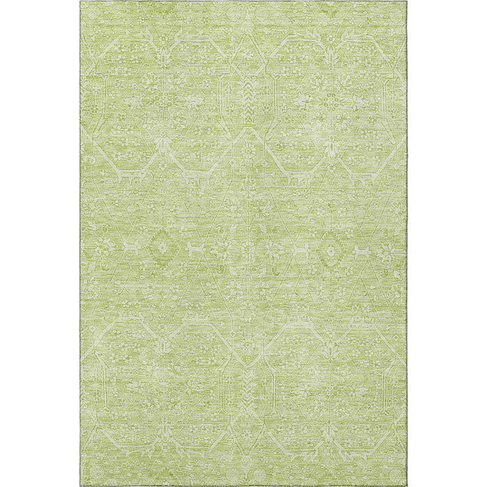 10' X 14' Floral Washable Area Rug With UV Protection (691764) - Mint Green / Ivory
