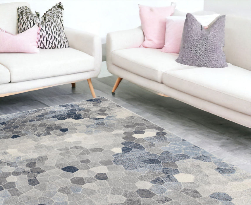 8' x 11' Cobblestone Pattern Area Rug - Navy Blue