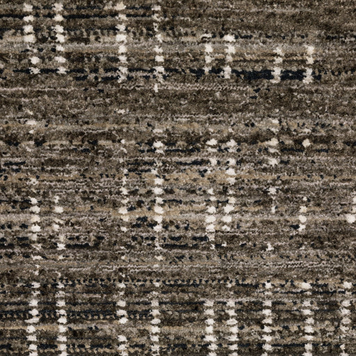 10' x 13' Abstract Power Loom Stain Resistant Area Rug - Charcoal Gray Gray Ivory Tan And Brown