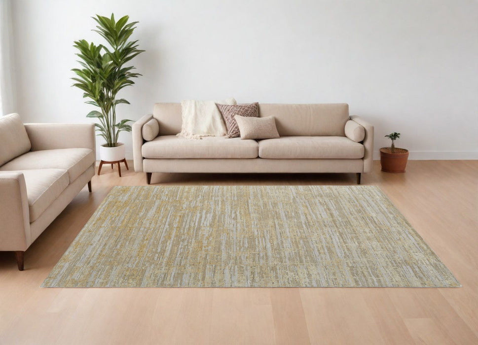 10' x 14' Abstract Hand Woven Wool Blend Area Rug - Yellow And Ivory