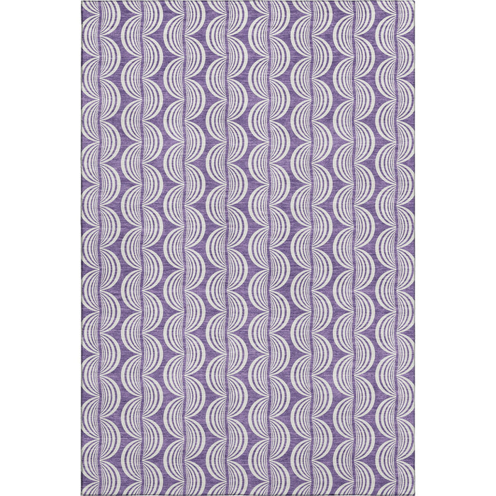 10' X 14' Ogee Washable Area Rug With UV Protection (682751) - Purple / Ivory