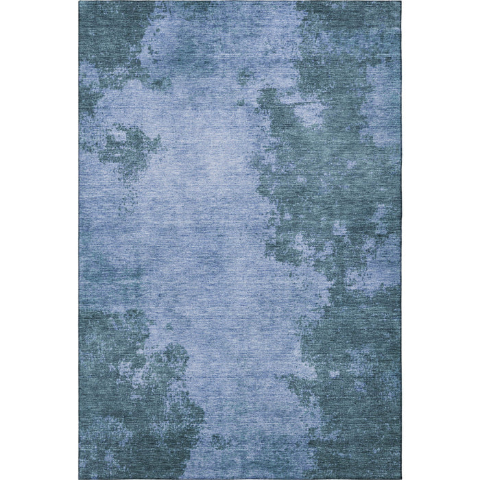 10' X 14' Abstract Washable Area Rug With UV Protection (707881) - Denim Blue / Sky Blue