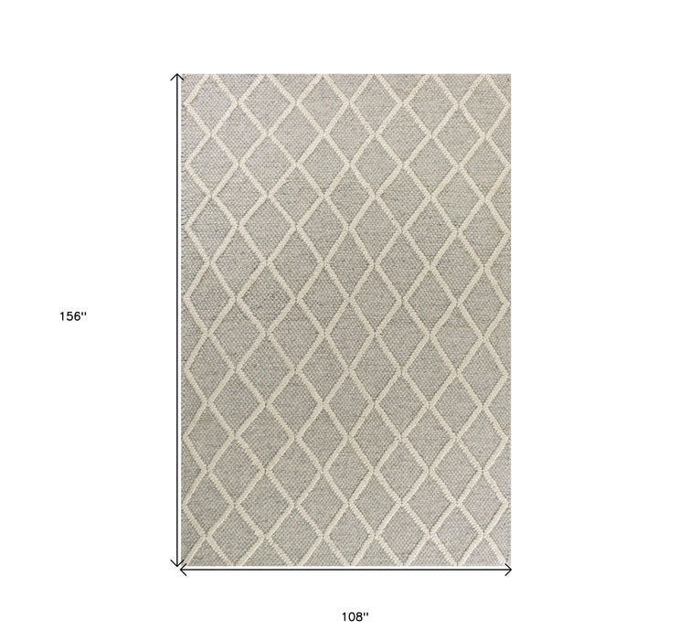 9' x 13' Hand Woven Diamond Pattern Indoor Area Rug - Gray