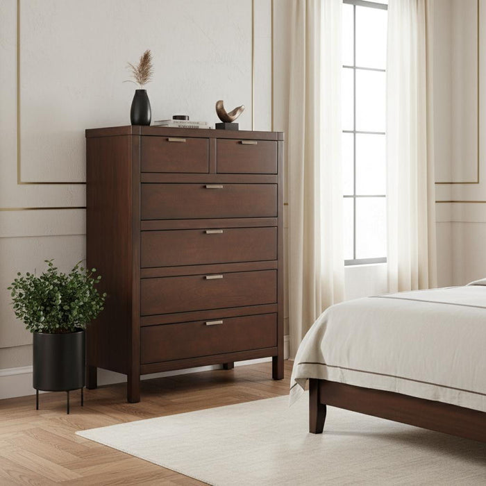 Solid Six Drawer Chest - Brown